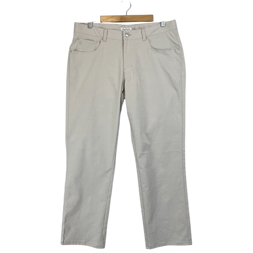 PETER MILLAR Crown Comfort Pants Mens 34 x 28 Short Beige Performance Golf